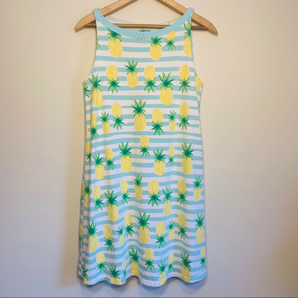 SOLD! Lands’ End Girl’s 16 striped Tank Dress - Picture 2 of 16
